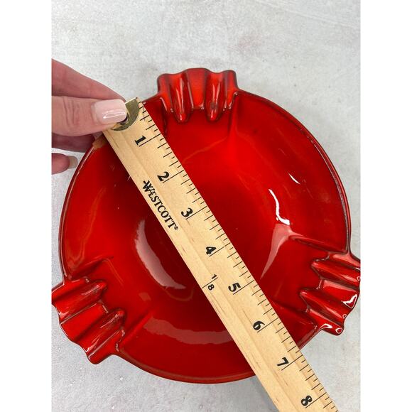 Vintage Frankoma Pottery Ashtray Red Brown Base 453 Chipped - Picture 9 of 11